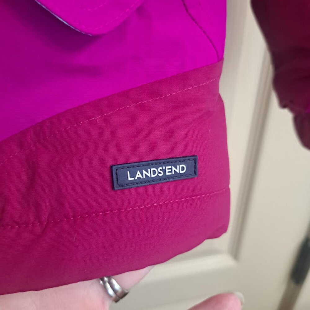 LANDS' END GIRLS PINK LARGE COAT GREAT USED CONDITION VERY WARM - Picture 2 of 5